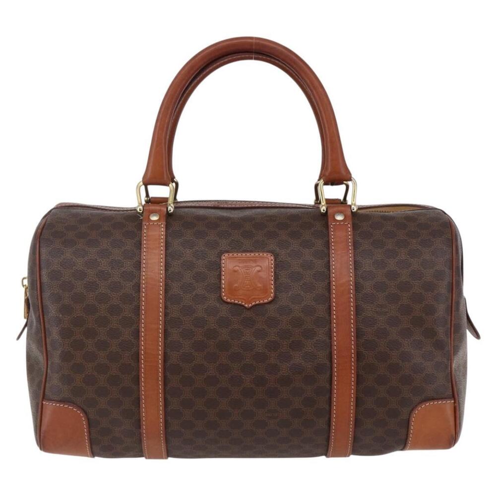 CELINE Macadam Canvas Mini Boston Bag PVC Leather Brown Auth ki6058 - Picture 13 of 16